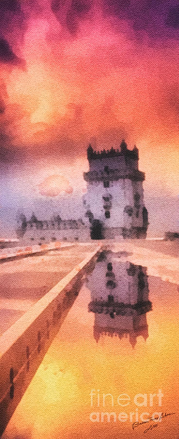 Landmark Painting - Belem Tower by Mo T