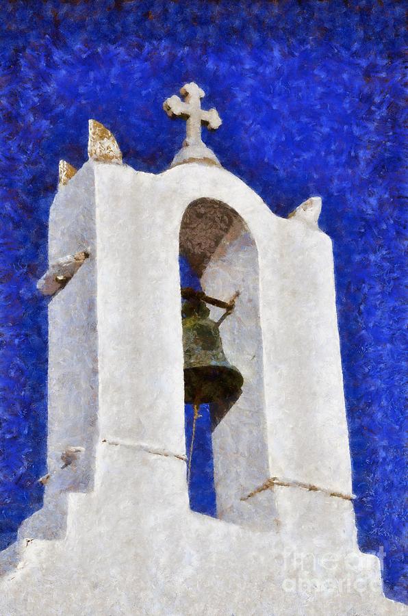 Belfry in Ios island Painting by George Atsametakis