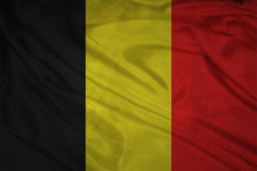 Belgian flag waving on aged canvas. Digital Art by Eti Reid