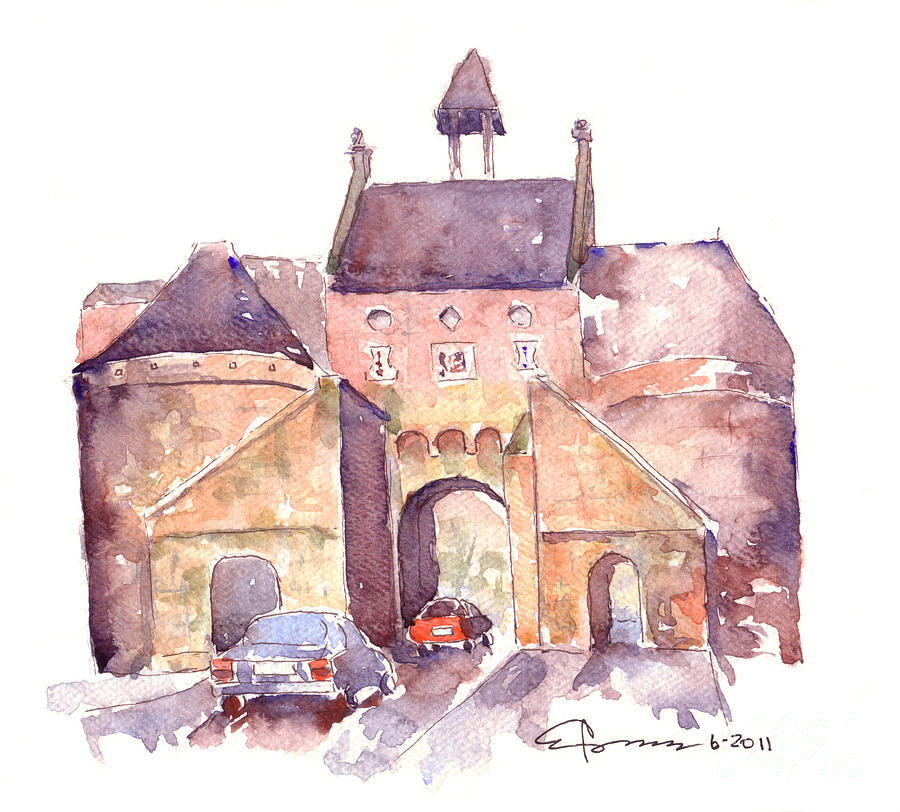 Belgian Gatehouse Painting by Claudia Hafner