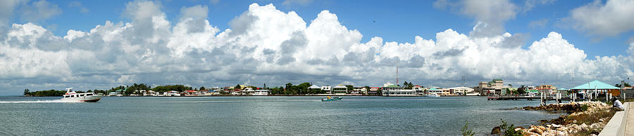 Boat Photograph - Belize City Panorama by Ramunas Bruzas