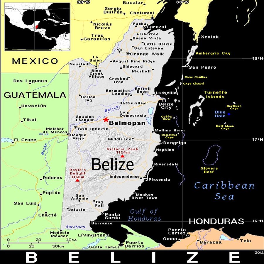 Belize Exotic Map Mixed Media by Florene Welebny - Fine Art America