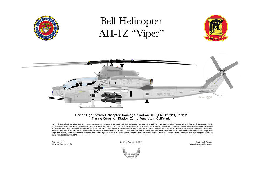 Viper Digital Art - Bell AH-1Z Viper by Arthur Eggers