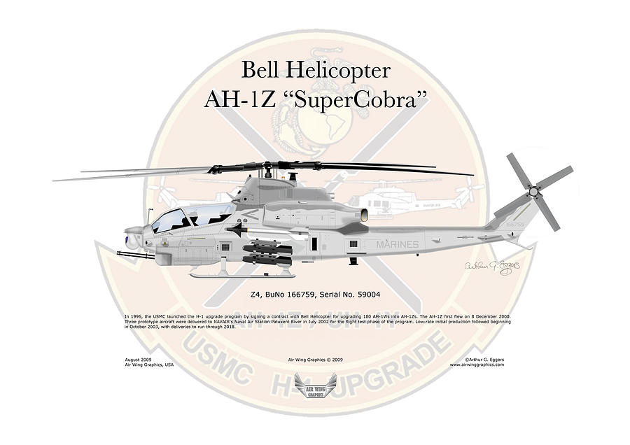 Bell Helicopter AH-1Z Super Cobra Digital Art by Arthur Eggers
