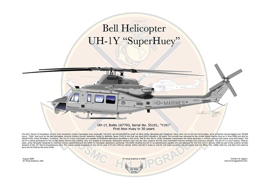 Bell Helicopter UH-1Y SuperHuey Digital Art by Arthur Eggers