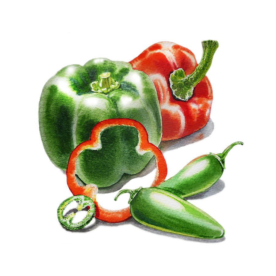 Vegetable Painting - Bell Peppers Jalapeno by Irina Sztukowski