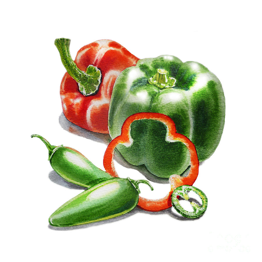 Vegetable Painting - Bell Peppers Jalapenos  by Irina Sztukowski