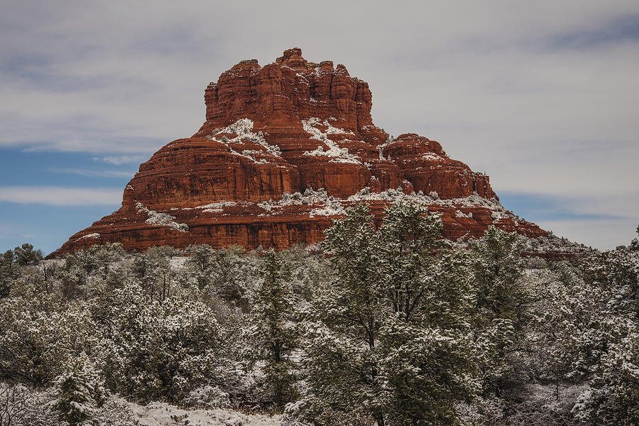 Bell Rock with Snow Photograph by Lee Kirchhevel