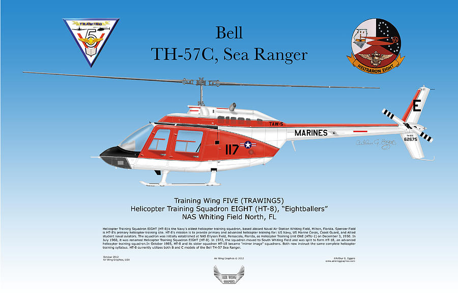 Helicopter Digital Art - Bell TH-57 Sea Ranger by Arthur Eggers