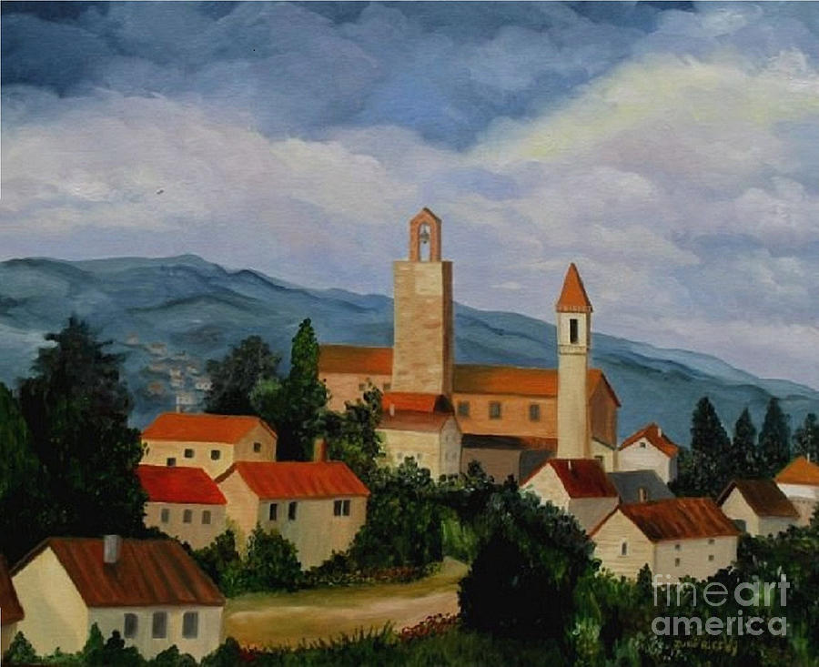 Mountain Painting - Bell Tower of Vinci by Julie Brugh Riffey