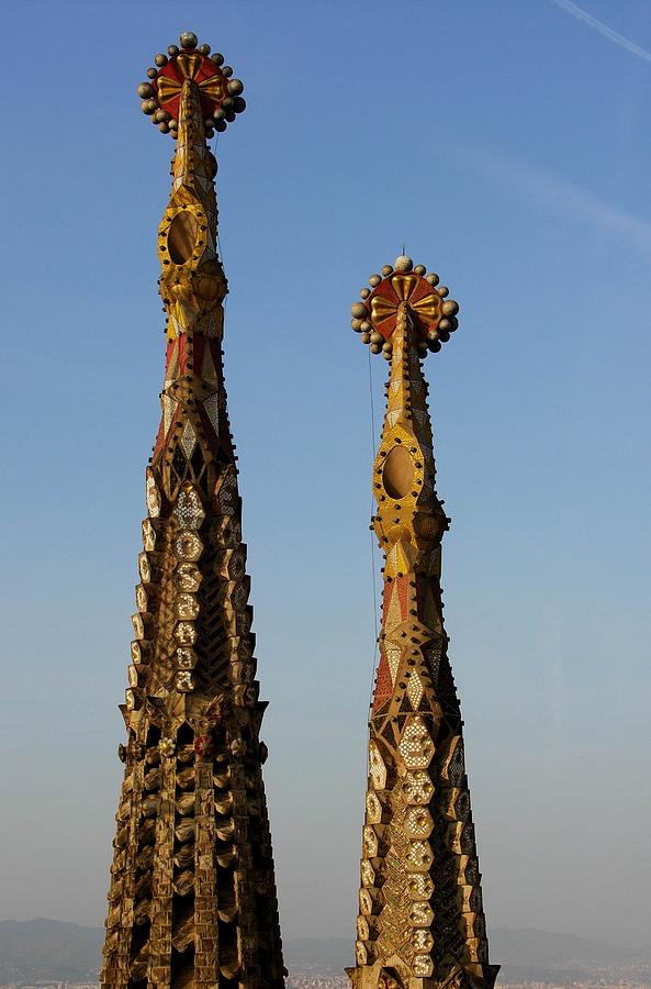 Bell Towers with Venetian Mosaics - Sagrada Familia Photograph by Jacqueline M Lewis