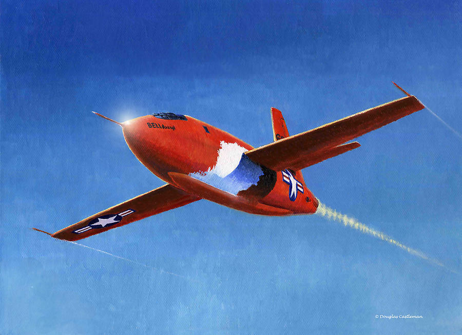 Bell X-1 Mach One Buster Painting by Douglas Castleman