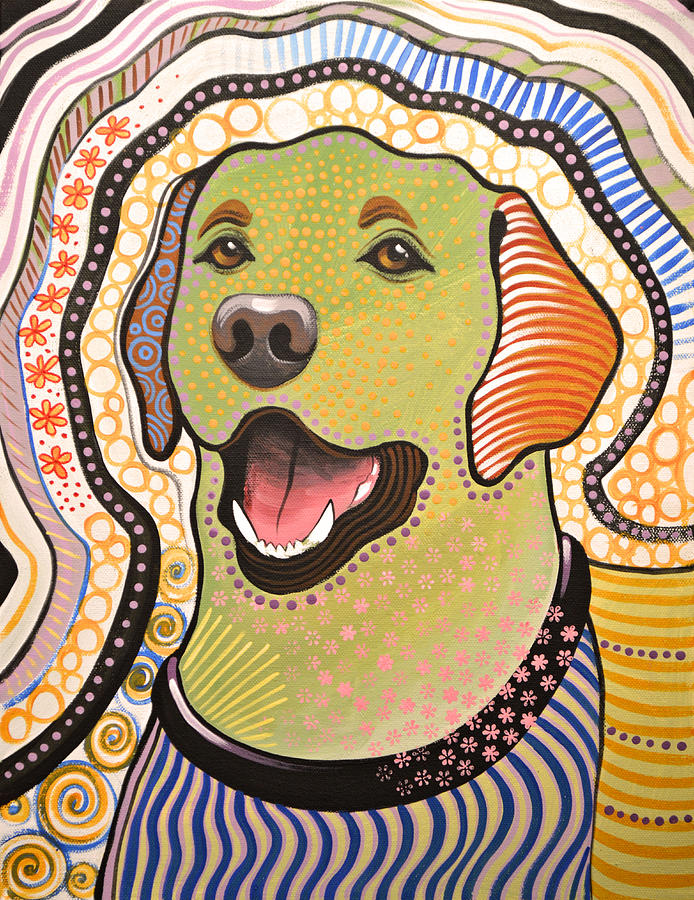 Bella ... abstract dog art ... Yellow Labrador Painting by Amy Giacomelli