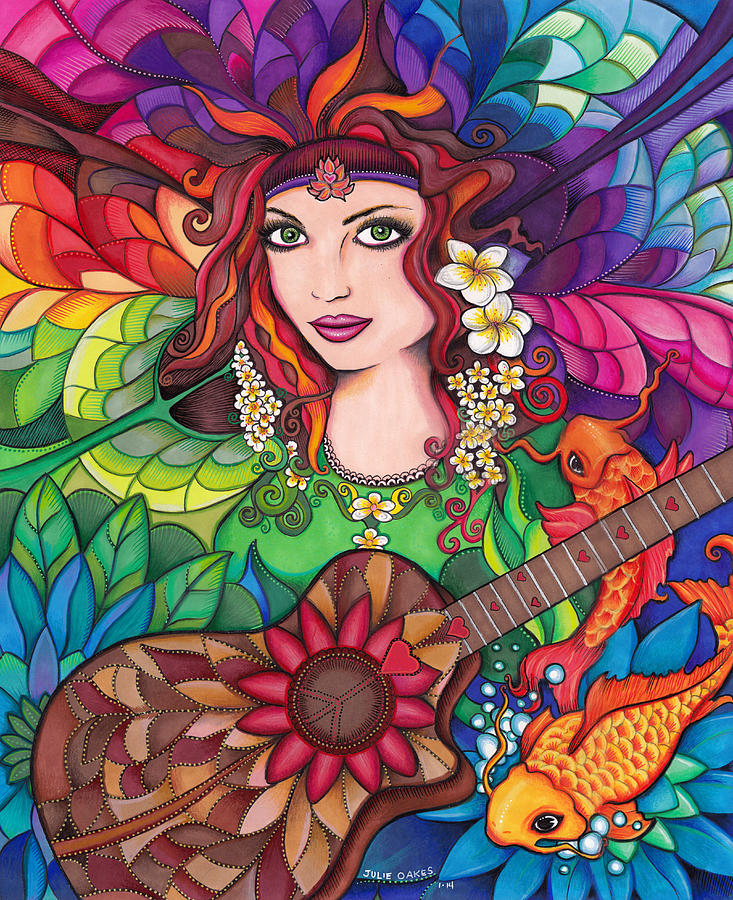 Music Mixed Media - Bella Guitar by Julie Oakes