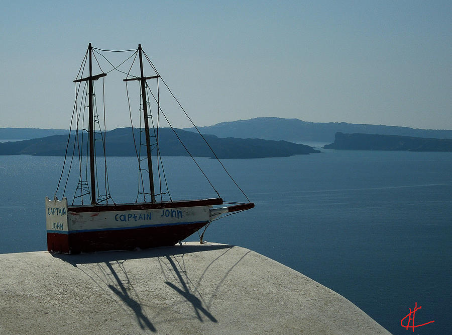 Boat Photograph - Bella Santorini ancient Boat Greece by Colette V Hera Guggenheim