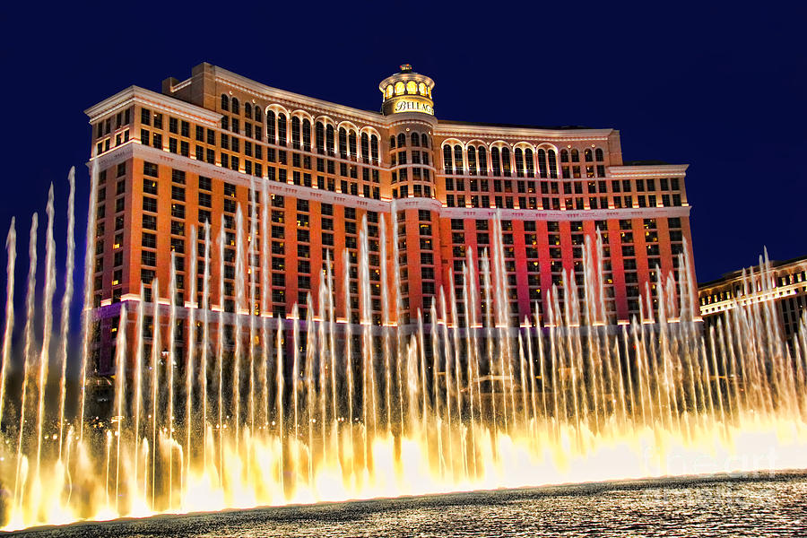 Fountain Photograph - Bellagio Water Show by Mariola Bitner