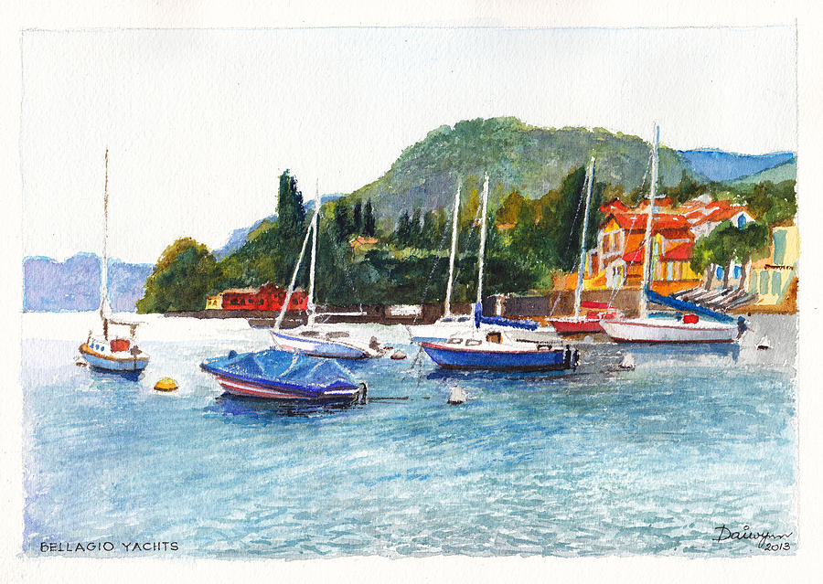Bellagio Yachts on Lago di Lecco Painting by Dai Wynn