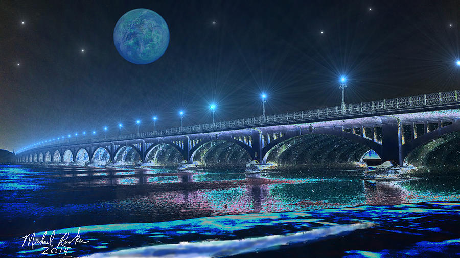 Detroit Digital Art - Belle Isle Bridge by Michael Rucker
