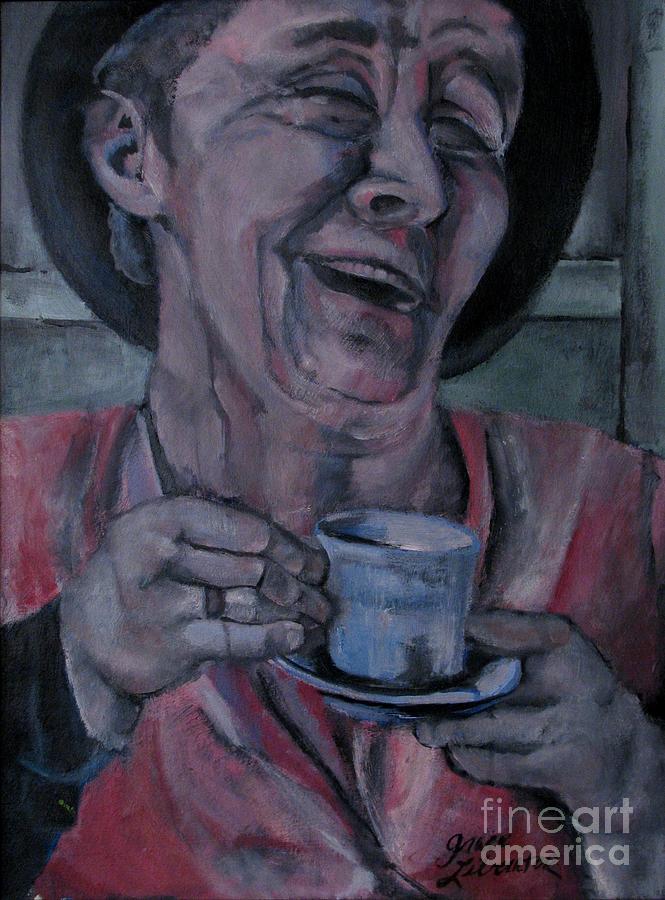 Tea Painting - Belly Laugh by Grace Liberator
