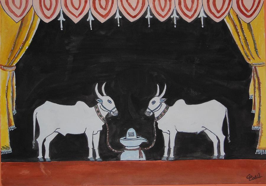 Beloved Bullocks-II Painting by Chandra Patil