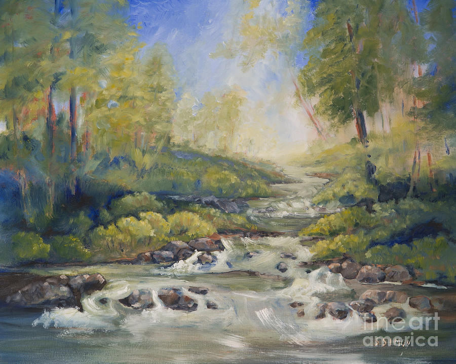 Below Amicalola Falls Painting Painting by Sally Simon