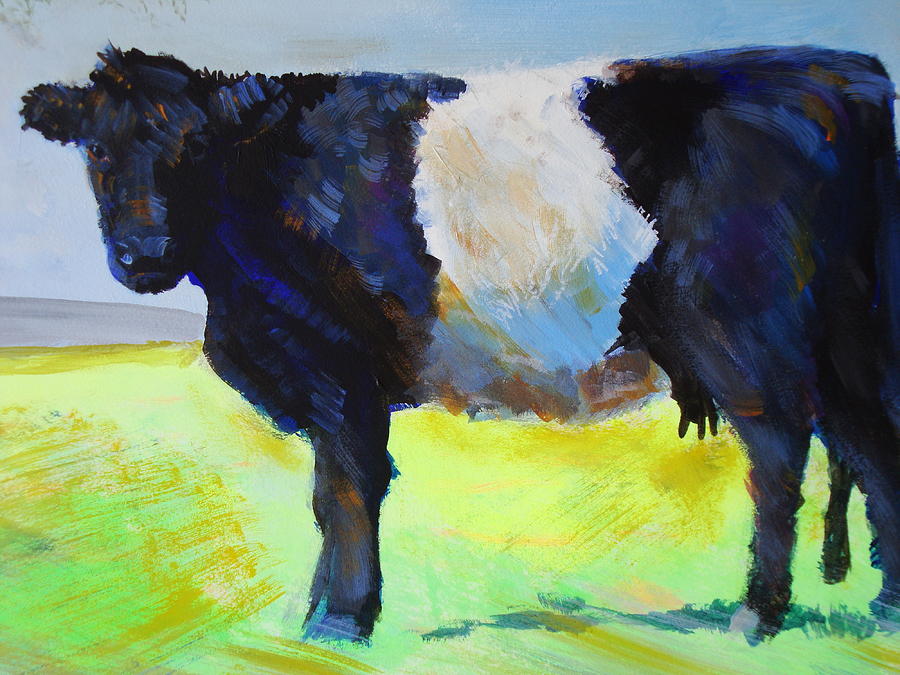Cow Drawing - Belted Galloway Cow by Mike Jory