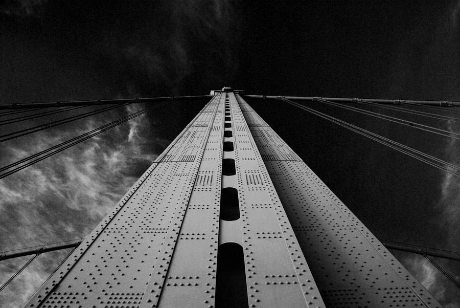 Up Movie Photograph - Ben Franklin Bridge b/w by Jennifer Ancker
