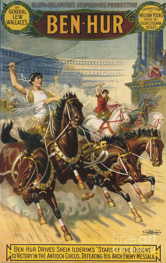 1900s Drawing - Ben-hur  1903 1900s Usa Ben Hur Horses by The Advertising Archives