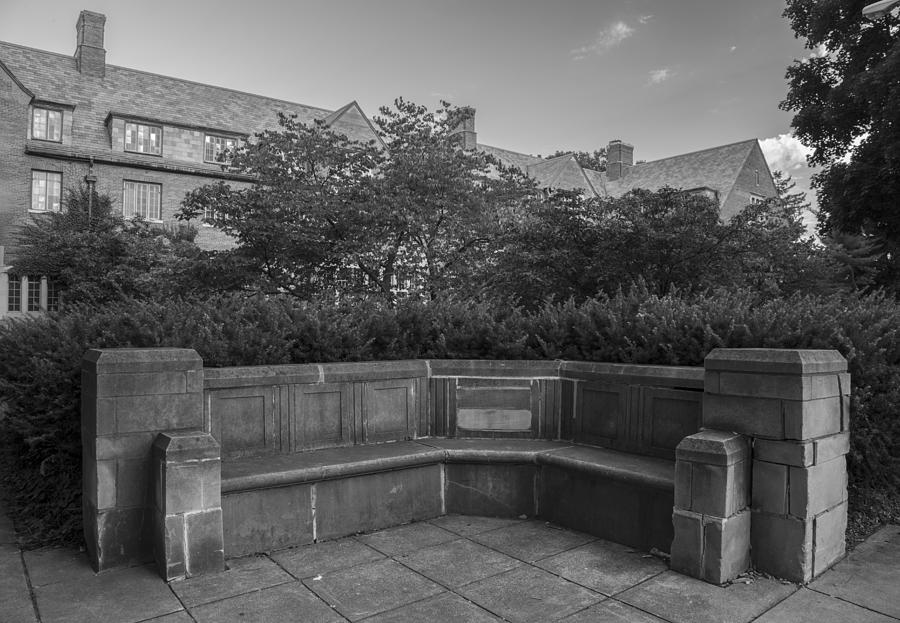Michigan State University Photograph - Bench at MSU in Black and White by John McGraw