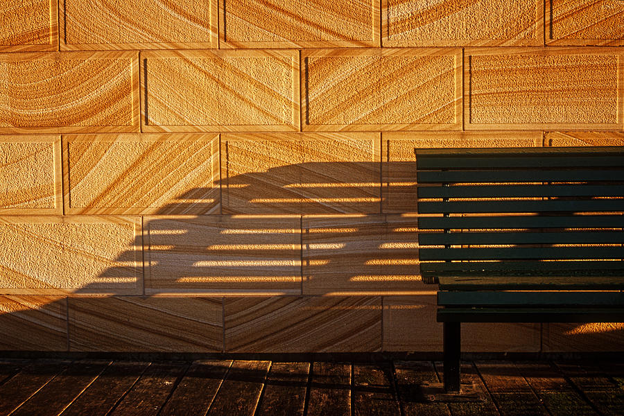 Bench at sunrise Photograph by Inge Riis McDonald