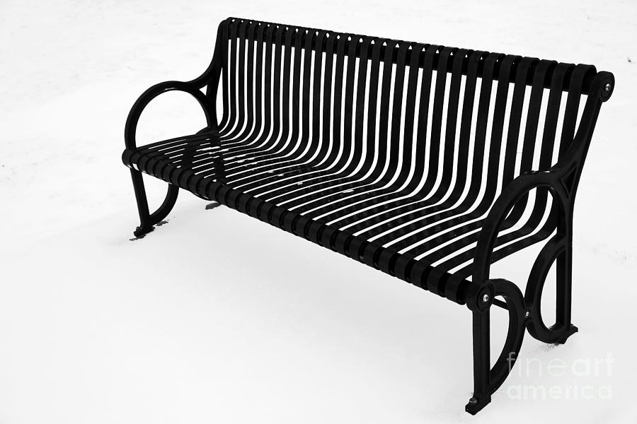 Bench in snow Photograph by Betty Morgan