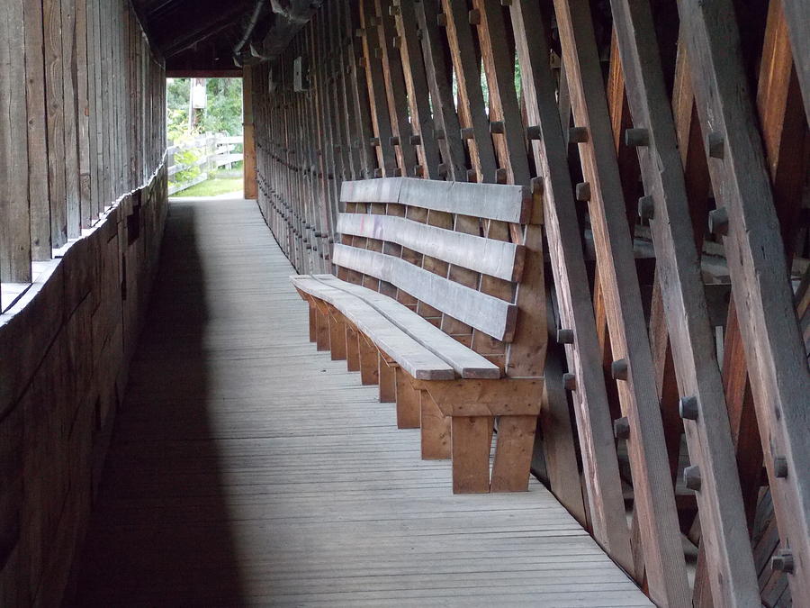 Bench Inside a Covered Bridge Photograph by Catherine Gagne