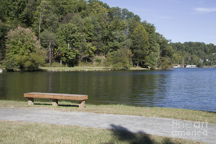 Bench Overlooking Lake Lure Photograph by Ules Barnwell