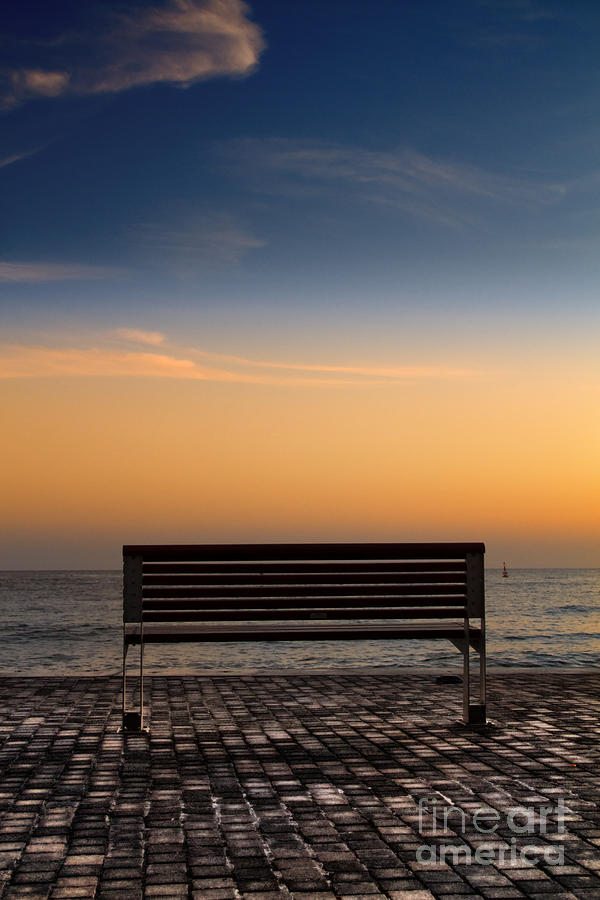 Sunset Photograph - Bench by Stelios Kleanthous