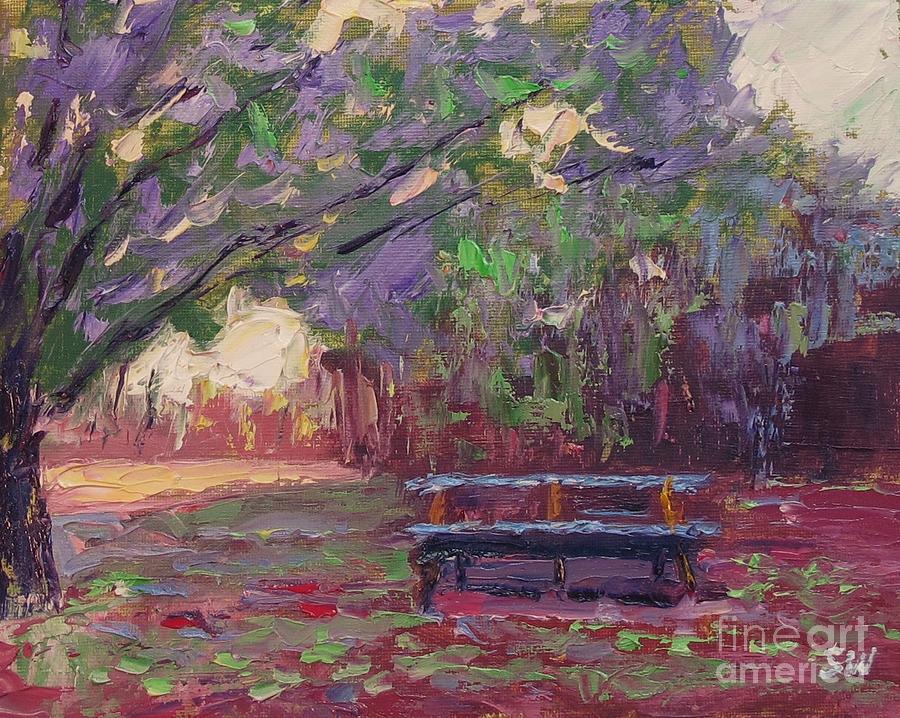 Bench Under The Tree Painting by Sean Wu