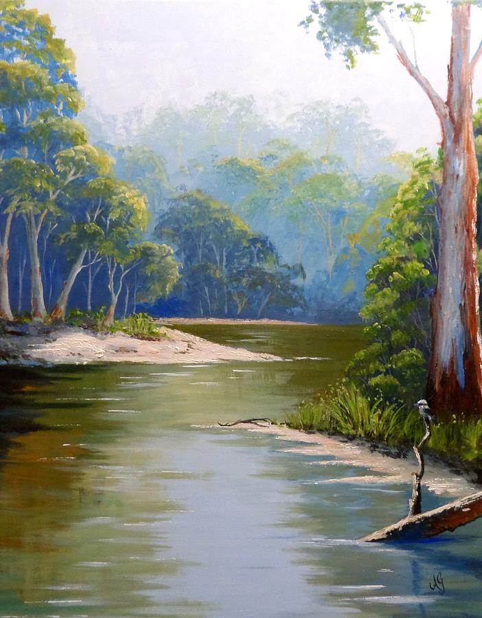 Bend in the river Painting by Anne Gardner