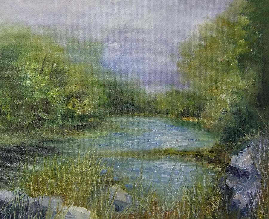 Oil Painting - Bend in the River by Donna Pierce-Clark Oil Painting - Bend in the River by Donna Pierce-Clark