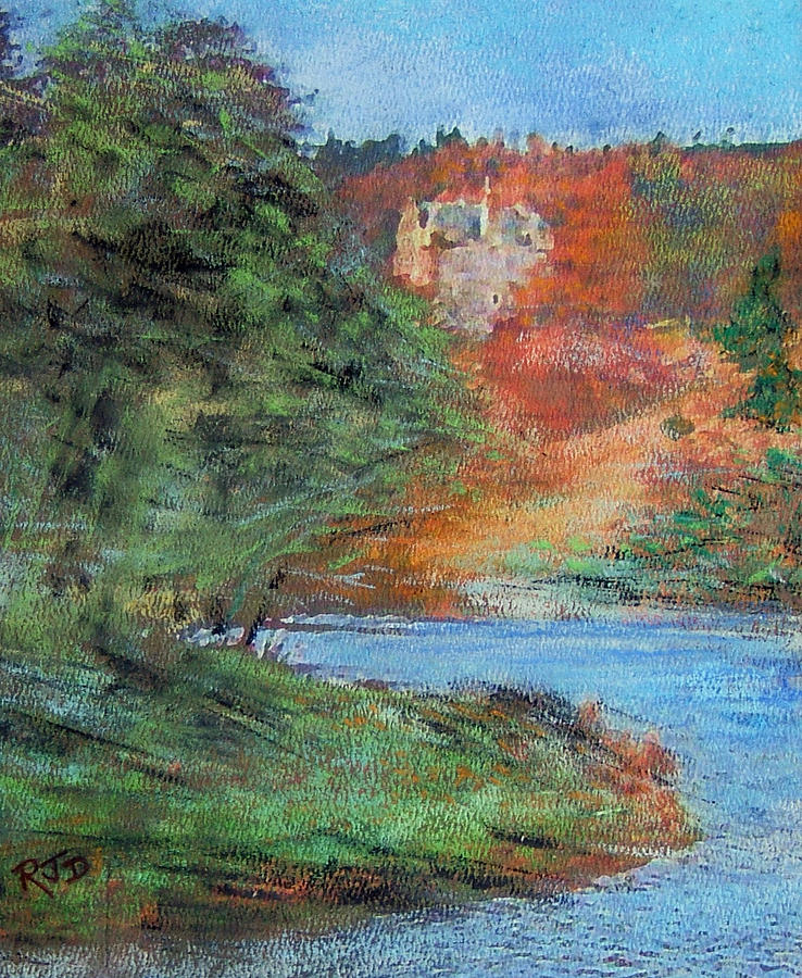 Bend in the River, Neidpath Castle, PEEBLES Painting by Richard James Digance