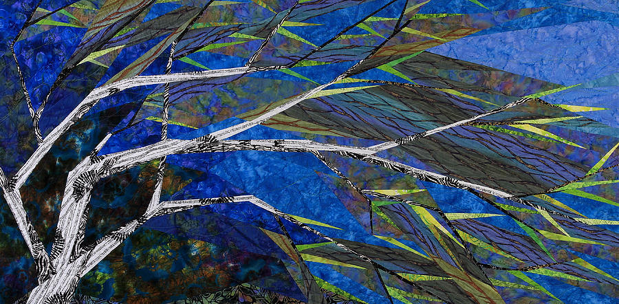 Tree Tapestry - Textile - Bending Not Breaking by Linda Beach Tree Tapestry - Textile - Bending Not Breaking by Linda Beach
