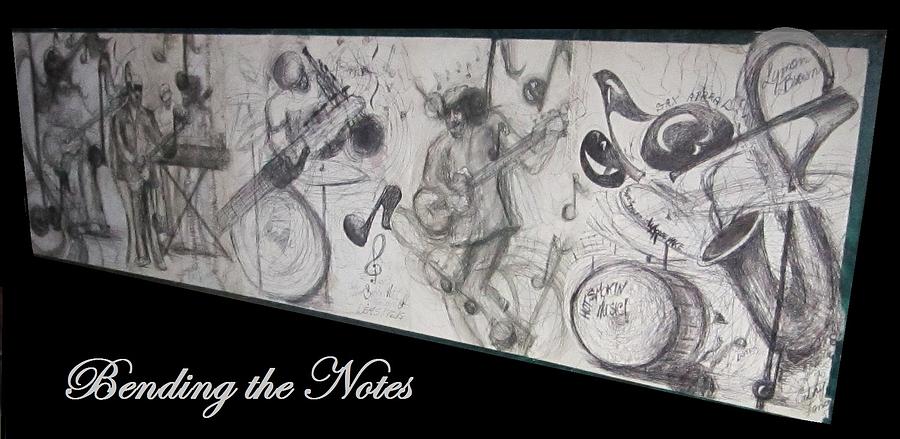 Music Drawing - Bending the Notes by Cathy Long
