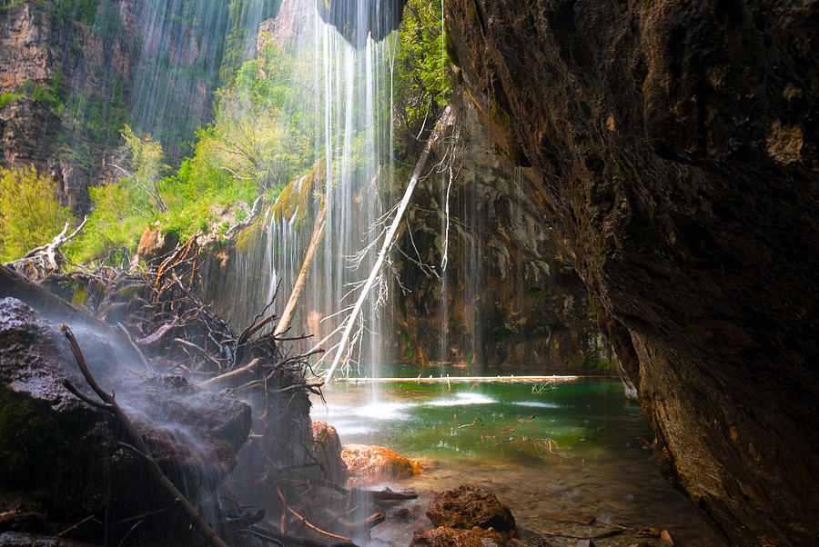 Beneath the Falls at Hanging Lake Colorado Photograph by John Hoffman