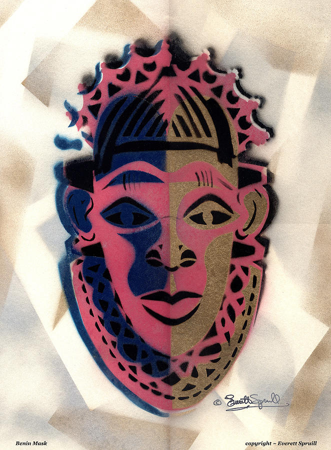 Benin Mask Painting by Everett Spruill