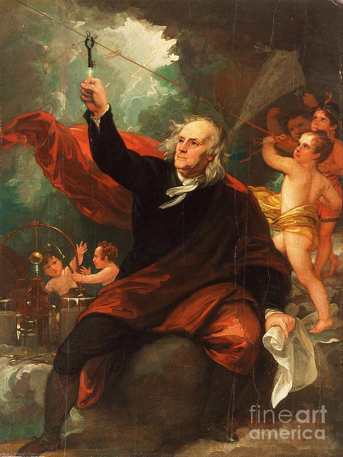 Benjamin Franklin Drawing Electricity from the Sky Painting by Robert