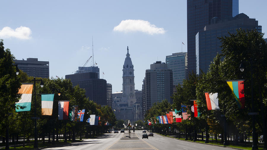 Benjamin Franklin Parkway Flags Of The World Photograph by Bill Cannon