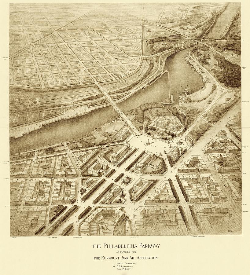 Benjamin Franklin Parkway Plans Photograph by American Philosophical Society