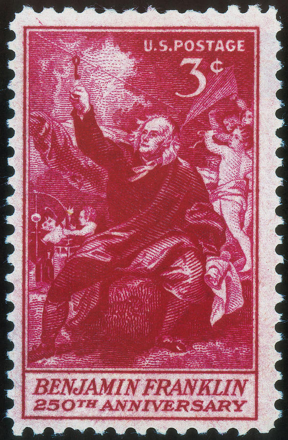 Benjamin Franklin, U.s. Postage Stamp Photograph by Science Source