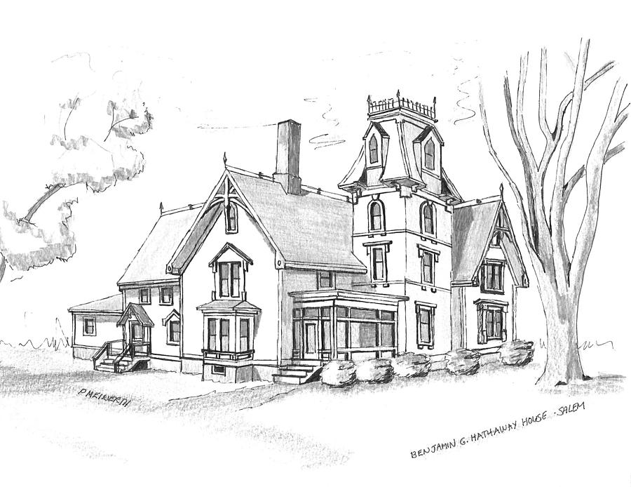 Benjamin Hathaway Home Drawing by Paul Meinerth