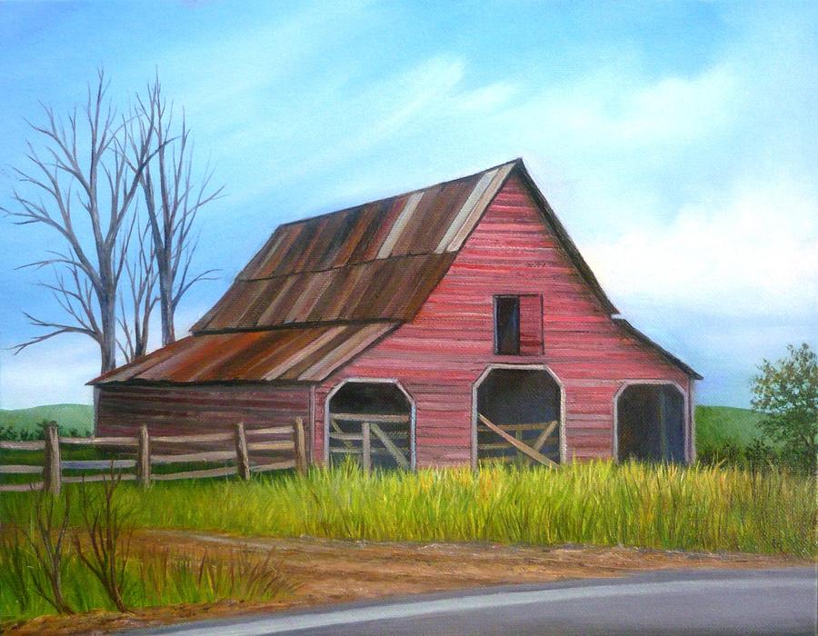 Bennett Road Barn in Forsyth County GA Painting by Vivian Eagleson ...