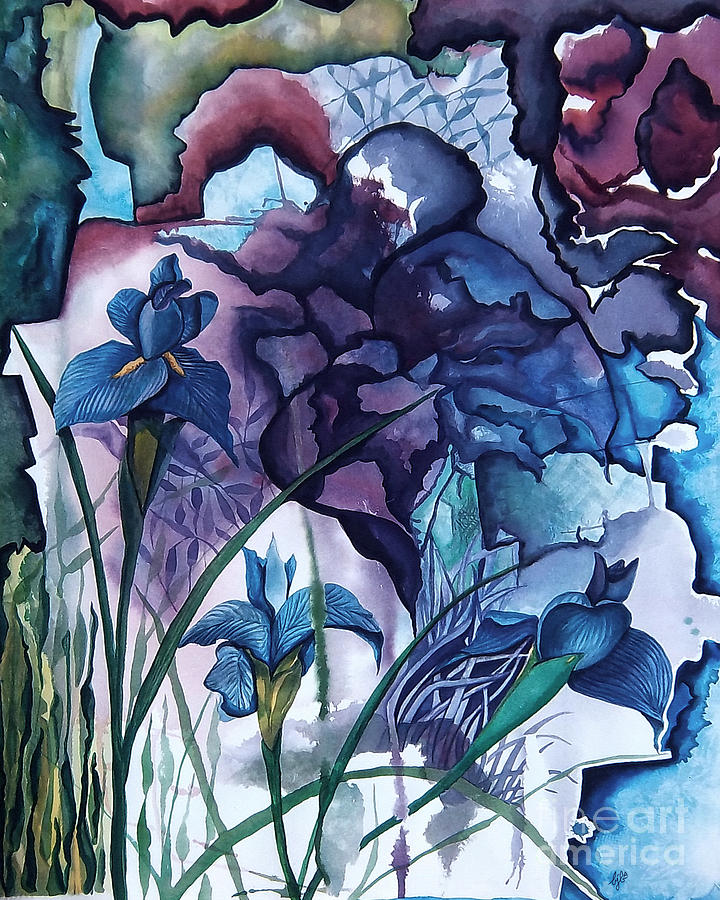 Iris Painting - Bent Iris by Barbara Beck-Azar