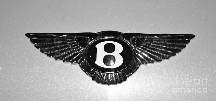 Bentley Emblem in black and white Photograph by Pamela Walrath
